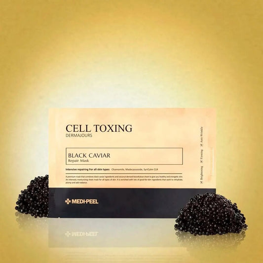 MEDIPEEL Омолаживающая тканевая маска Cell Toxing Dermajours Black Caviar, 1 шт